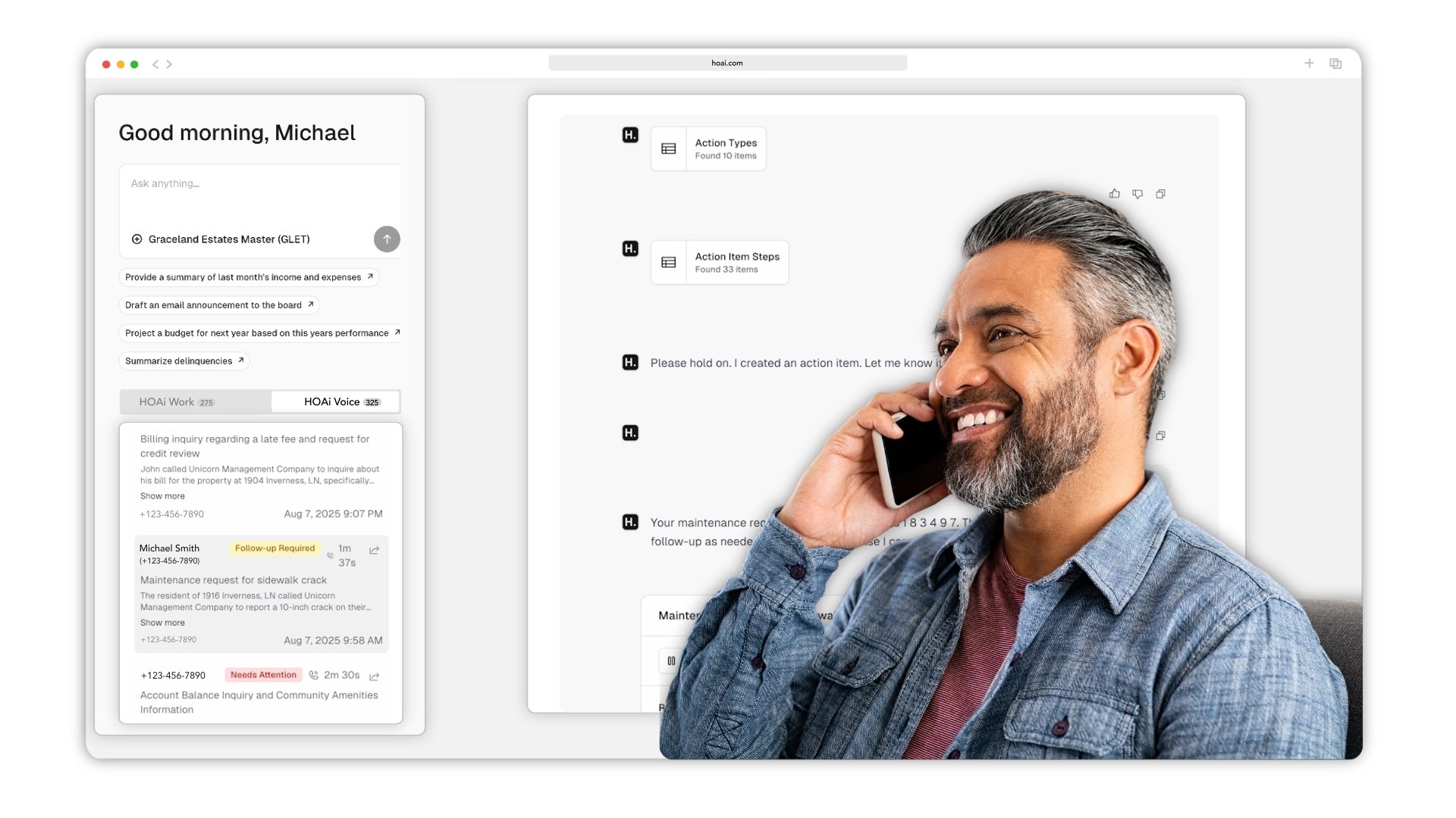 HOAi Voice Product Screen for Web